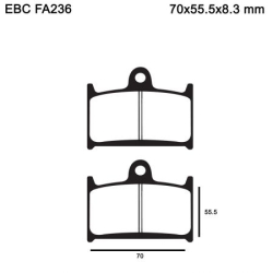 EBC FA236HH BREMSEKLODSER EBC Double Sinter FRONT 70x55,5x8,3 TRIUMPH	