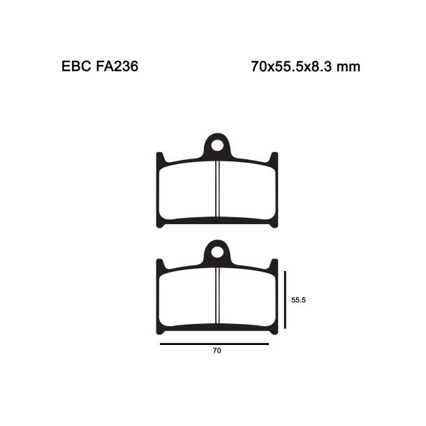 EBC FA236HH BREMSEKLODSER EBC Double Sinter FRONT 70x55,5x8,3 TRIUMPH	