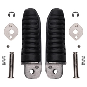 Komplet s�t passagerfodhvilere med beslag Biketec s�lv Bike It Footpeg OEM Replacement Rear With Rubber MCA-FR041 Suzuki GSF400 GSF600 GSF1200 Bandit GSX750F GSX-R1100 RF600 RF900
