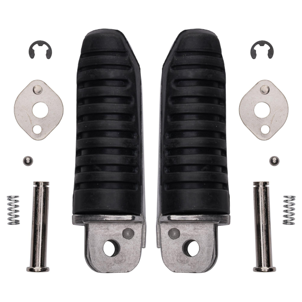 Komplet s�t passagerfodhvilere med beslag Biketec s�lv Bike It Footpeg OEM Replacement Rear With Rubber MCA-FR041 Suzuki GSF400 GSF600 GSF1200 Bandit GSX750F GSX-R1100 RF600 RF900