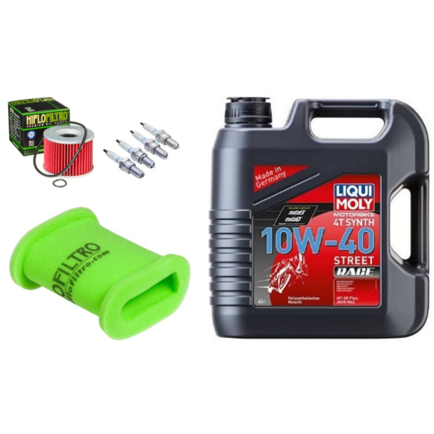 Servicekit KAWASAKI GPX600 93-99 olie, oliefilter, luftfilter, tndrr, bundproppakning