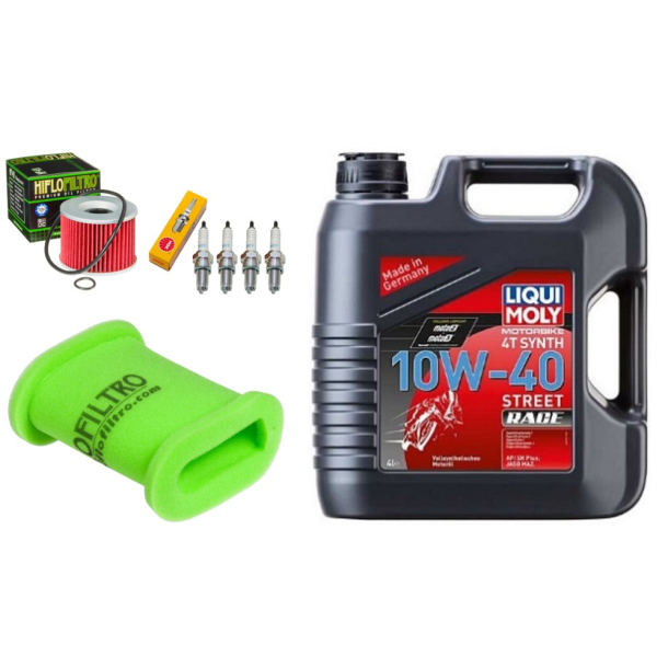 Servicekit KAWASAKI GPX600 88-90 GPX750 87-89 olie, oliefilter, luftfilter, tndrr, bundproppakning