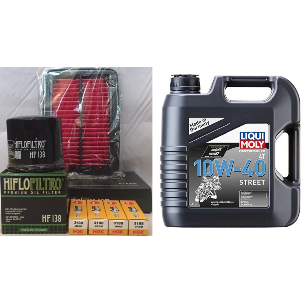 Servicekit Suzuki GSF1200 00- olie, oliefilter, luftfilter, tndrr, pakning bundprop