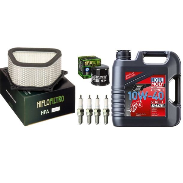 Servicekit SUZUKI GSXR1300 GSX-R1300 HAYABUSA 99-07 olie, oliefilter, luftfilter, tndrr, pakning b