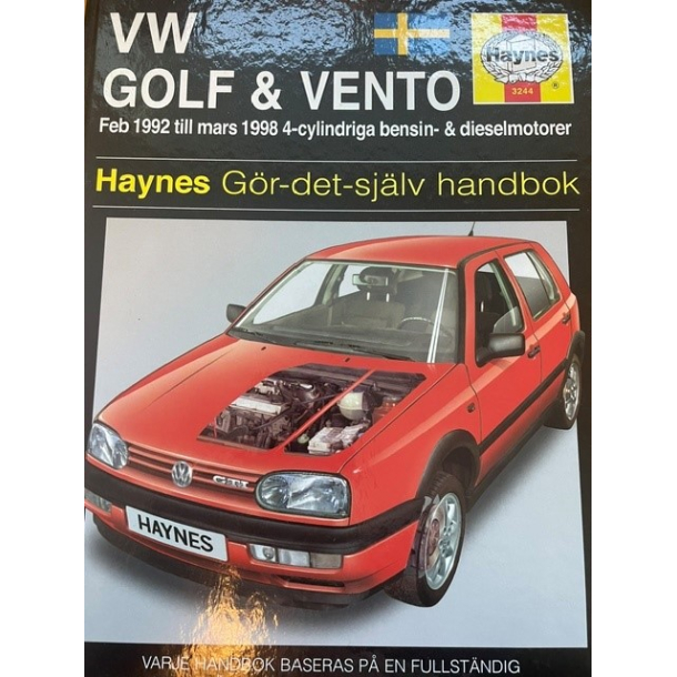 BRUGT SVENSK! Haynes Reparationsbog Haynes - Volkswagen Golf III/Vento 92 - 98 Svensk