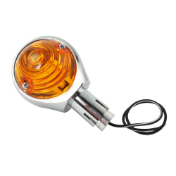 Styreende Blinklys Okse�je 1 stk. - Bike It Bullseye Chrome Bar End Motorcycle Indicator with Amber Lens � 22mm