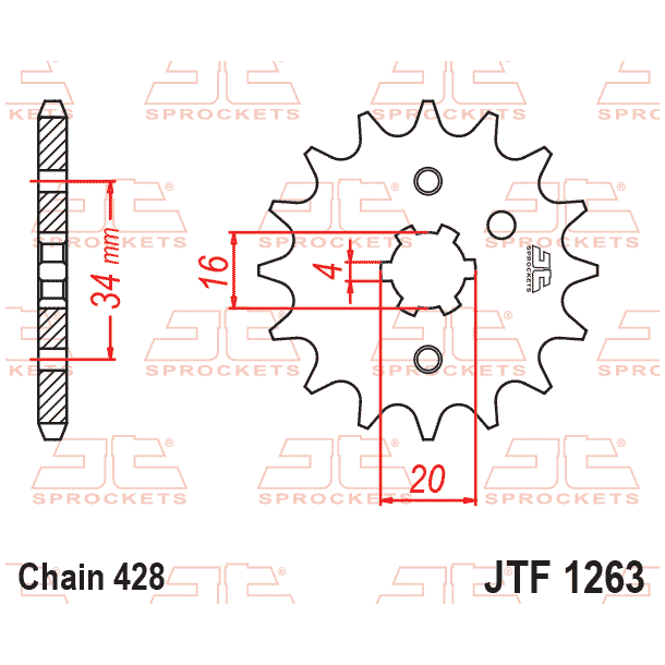 JT Fortandhjul Front kdehjul - JTF1263.13 1263/13T Beta MZ Rieju Sherco SUZUKI YAMAHA