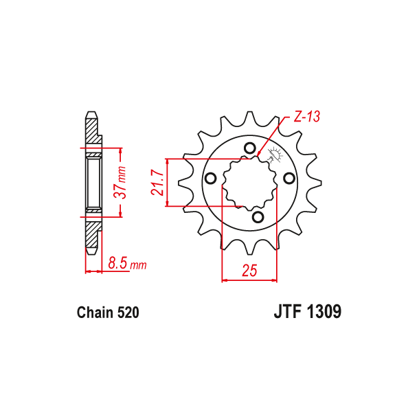 JT Forkdehjul Fortandhjul 1309/15T JTF1309.15 HONDA XR650L 93-17