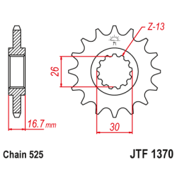 JT Fortandhjul  JTF1370.16 1370/16T 16 TANDS HONDA CB600 CBF600CBR600 CBR900 CBR1000 CRF1000 CRF1100