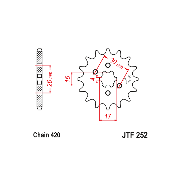 Fortandhjul RacePro F252/12T HONDA CD50 CB50 C ATC70