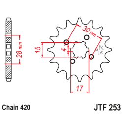Fortandhjul front kdehjul 253/12T JTF253.12 HONDA CD50