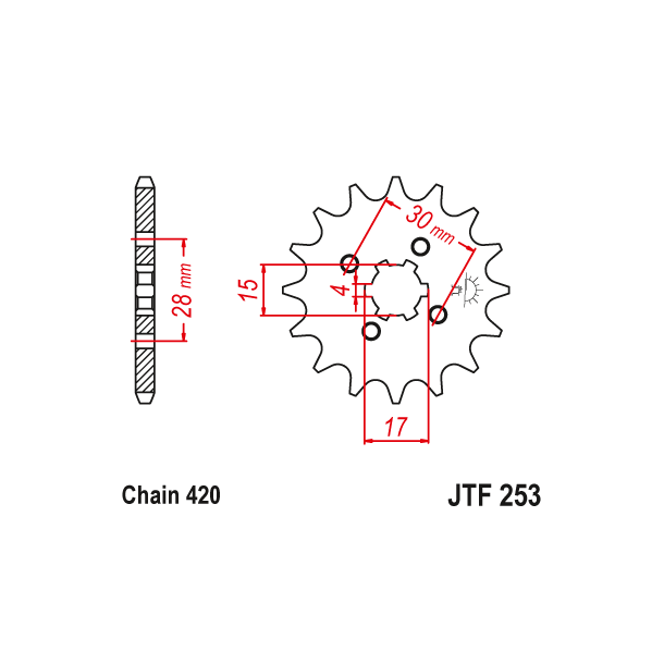 Fortandhjul front kdehjul 253/12T JTF253.12 HONDA CD50