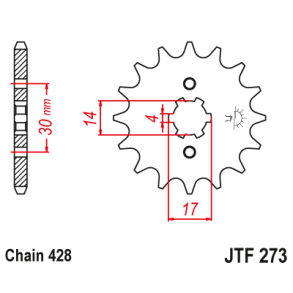 Fortandhjul RacePro F273/14T Forkdehjul 14 Tands KAWASAKI KLX125 D-TRACKER SUZUKI FL125