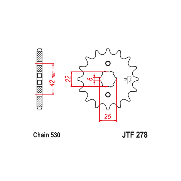 Fortandhjul Forkdehjul JT 278/15T JTF278.15 HONDA CB250N CBX400 CB500T