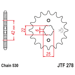 JT Fortandhjul 278/16T JTF278.16 Forkdehjul 16 Tands Honda CB250 CB400N CM400 CB450