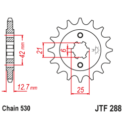 JT Fortandhjul - JTF288.17 288/17T HONDA 23801-300-010 CB500F CB550F CB750F 