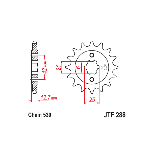 JT Fortandhjul - JTF288.17 288/17T HONDA 23801-300-010 CB500F CB550F CB750F 