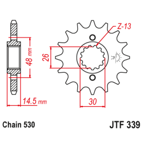 Fortandhjul RacePro F339/17T FRONT SPROCKET STEEL 530, 17T  Sprocket, Drive (17T) Honda 23801-438-000 VF750 VFR800 CB1000 CBR1000 VF1000 CB1100 CBR1100XX