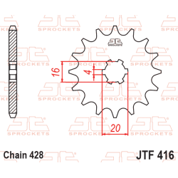 JT Fortandhjul Front K�dehjul 416/15T JTF416.15 15 Tands Yamaha DT125 DT175 RD125�RD200�RS100�YZ80