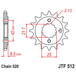 JT Fortandhjul JTF512.15 512/15T 15 TANDS 520 KDEHJUL FRONT KAWASAKI 13144-1103 ZXR400 BJ250