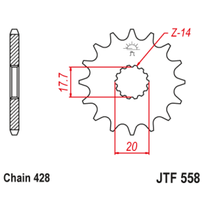 Fortandhjul RacePro F558/14T Forkdehjul fortandhjul fordrev YAMAHA YZ85