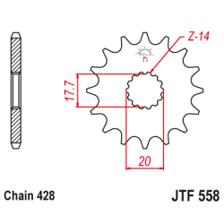 JT 558/14T Forkdehjul fortandhjul fordrev JTF558.14 YAMAHA YZ85