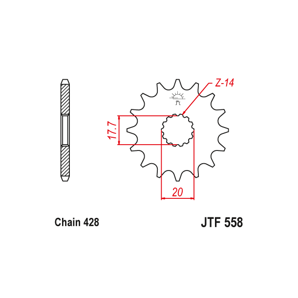 JT 558/14T Forkdehjul fortandhjul fordrev JTF558.14 YAMAHA YZ85