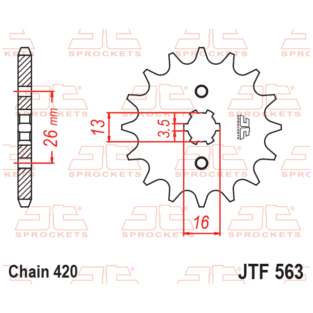 JT Fortandhjul Front k�dehjul JTF563.13 563/13T SUZUKI JR50 YAMAHA FS1 YZ80 RD50 RD80 DT80