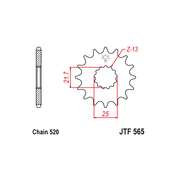 Fortandhjul RacePro 565/15T JTF565.15 RacePro F565/15T KAWASAKI EN650 ER6 Z650 Suzuki SV650 Yamaha T