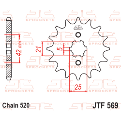 JT Fortandhjul Front kdehjul 16 tands JTF569.16 569/16T Kawasaki KDX200 KX500 Yamaha3DM-17460-00 