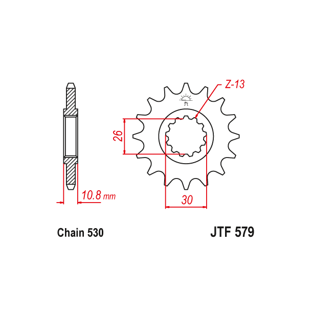 JT Fortandhjul 579/17T JTF579.17 YAMAHA FJ1100 FZ1 MT-01 XJR R1