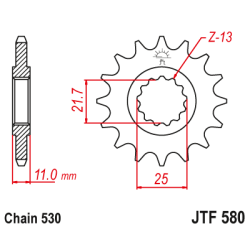 JT Fortandhjul 580/16 16 tands- JTF580.16 JTF580 (Steel Front Sprocket)