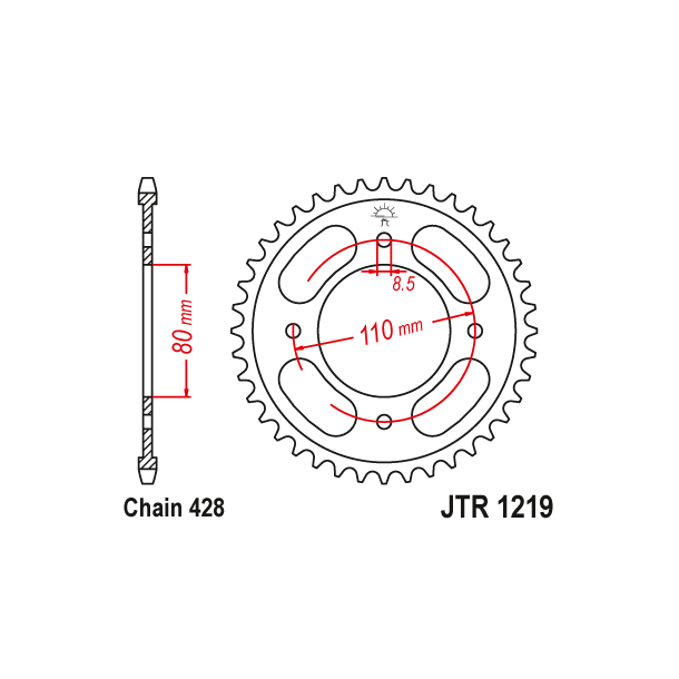 JT Bagkdehjul 1219/41T JTR1219.41 HONDA 41200-K0N-E00 CB125F CB125R