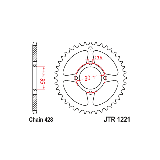 Bagkdehjul RacePro R1221/44T Bagkdehjul - R1221.44 Honda CBR125 CB125F