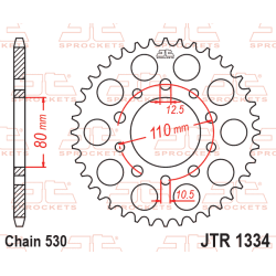JT Bagkdehjul - JTR1334.431334/43T HONDA 41200-MF2-61041200-MM1-670 VF500 CBX550 CBR600F CBR1000F