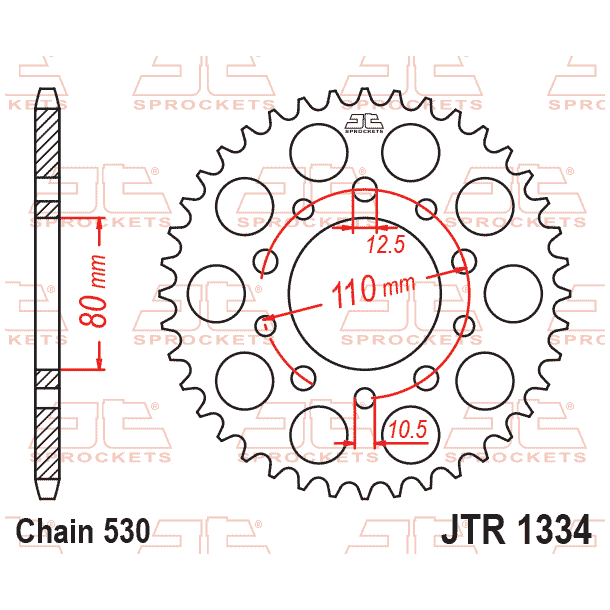 JT Bagkdehjul - JTR1334.431334/43T HONDA 41200-MF2-61041200-MM1-670 VF500 CBX550 CBR600F CBR1000F