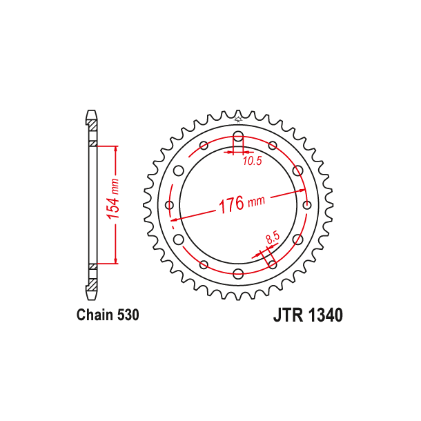 Bagkdehjul RacePro 1340/43T VFR800