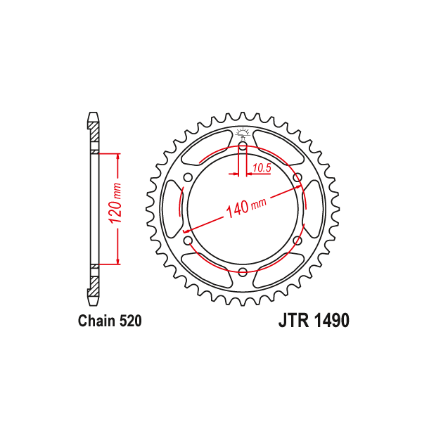 Bagkdehjul RacePro R1490/45T Kawasaki ZXR400H1 ZXR400J1 