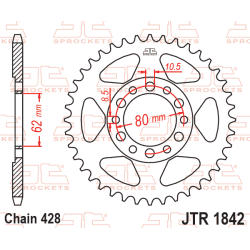 JT Bagkdehjul Bagtandhjul JTR1842.52 1842/52T Yamaha  