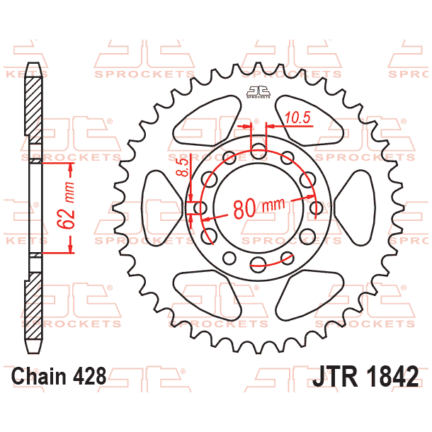 JT Bagkdehjul Bagtandhjul JTR1842.52 1842/52T Yamaha  