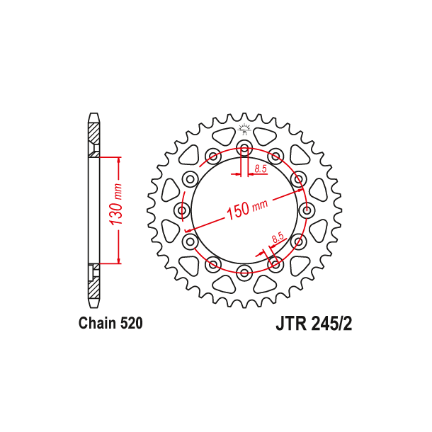JT Bagkdehjul - JTR245/2/41 41 tands Honda NX XL