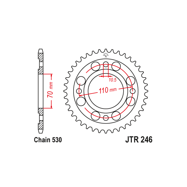 JT Bagkdehjul - JTR246/36 Honda CB400N CM400T