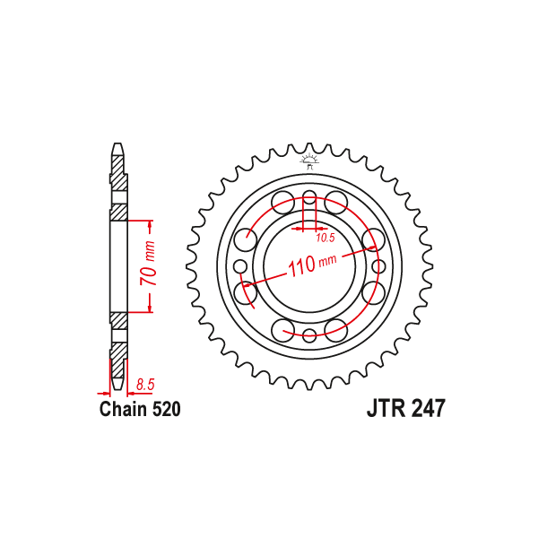 Bagkdehjul RacePro 247/36T HONDA CB400