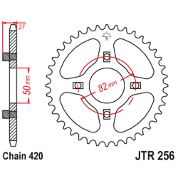 Bagkdehjul JT 256/42T JTR256.42 HONDA CD50 ST50 DAX