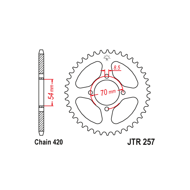Bagkdehjul JT 257/42T JTR257.42 HONDA CD50