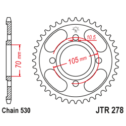 JT Bagtandhjul Bagkdehjul JTR278.38 278/38T HONDA 41200-367-010 CB250 CB350 CB350F CB360 CB400F