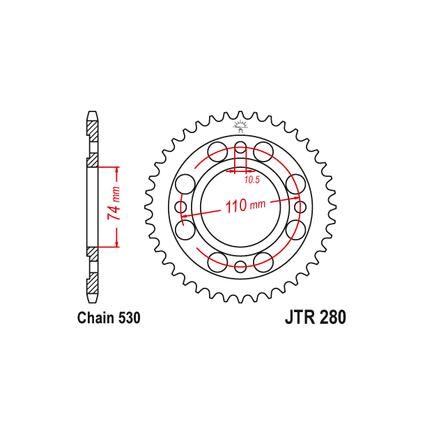 JT Bagkdehjul JTR280.33 280/33T HONDA 41201-375-000 CB500T 75-77