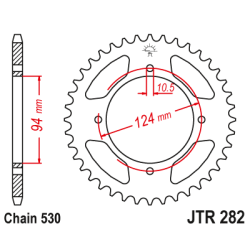 JT Bagkdehjul 282/37T JTR282.37 HONDA CB550F 75-80