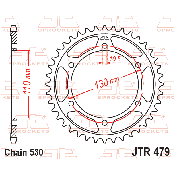 JT Bagkdehjul Bagtandhjul 479/39T JTR479.39 KAWASAKI 42041-1198 GPZ600 GPX600 SUZUKI YAMAHA
