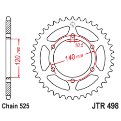 JT Bagkdehjul - JTR498/46 46 tands Suzuki GSXR600 SRAD 97-00